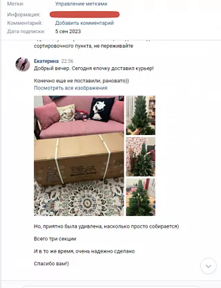 Фото покупателя из отзыва о компании «Везём ёлку», отзыв 5, фотография 1