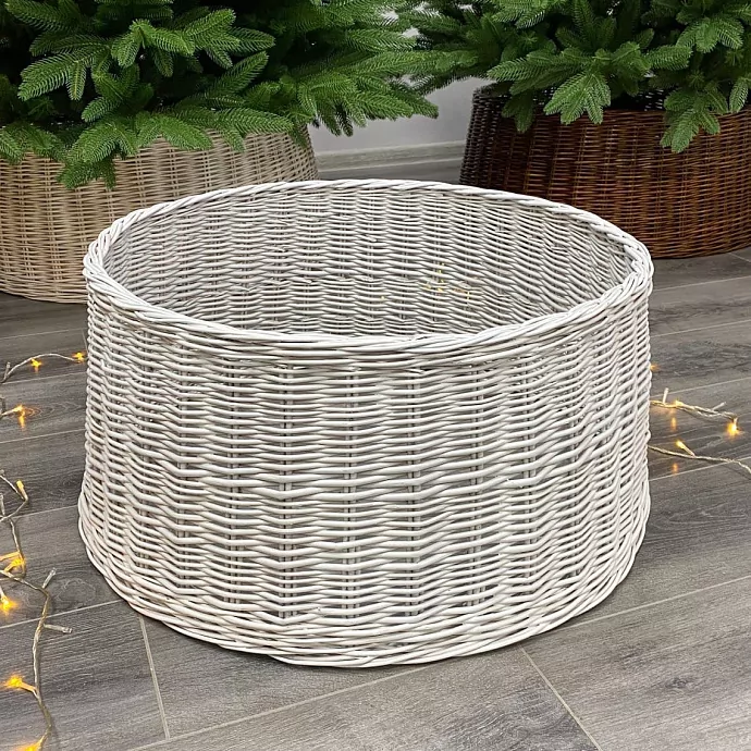 Плетёная Корзина Белая H30 см под ёлку, фотография 1