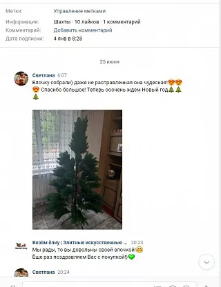 Фото покупателя из отзыва о компании «Везём ёлку», отзыв 14, фотография 2